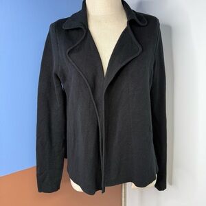 J.Jill Wearever Collection Black Open Front Cardigan‎ Cotton Blend Medium